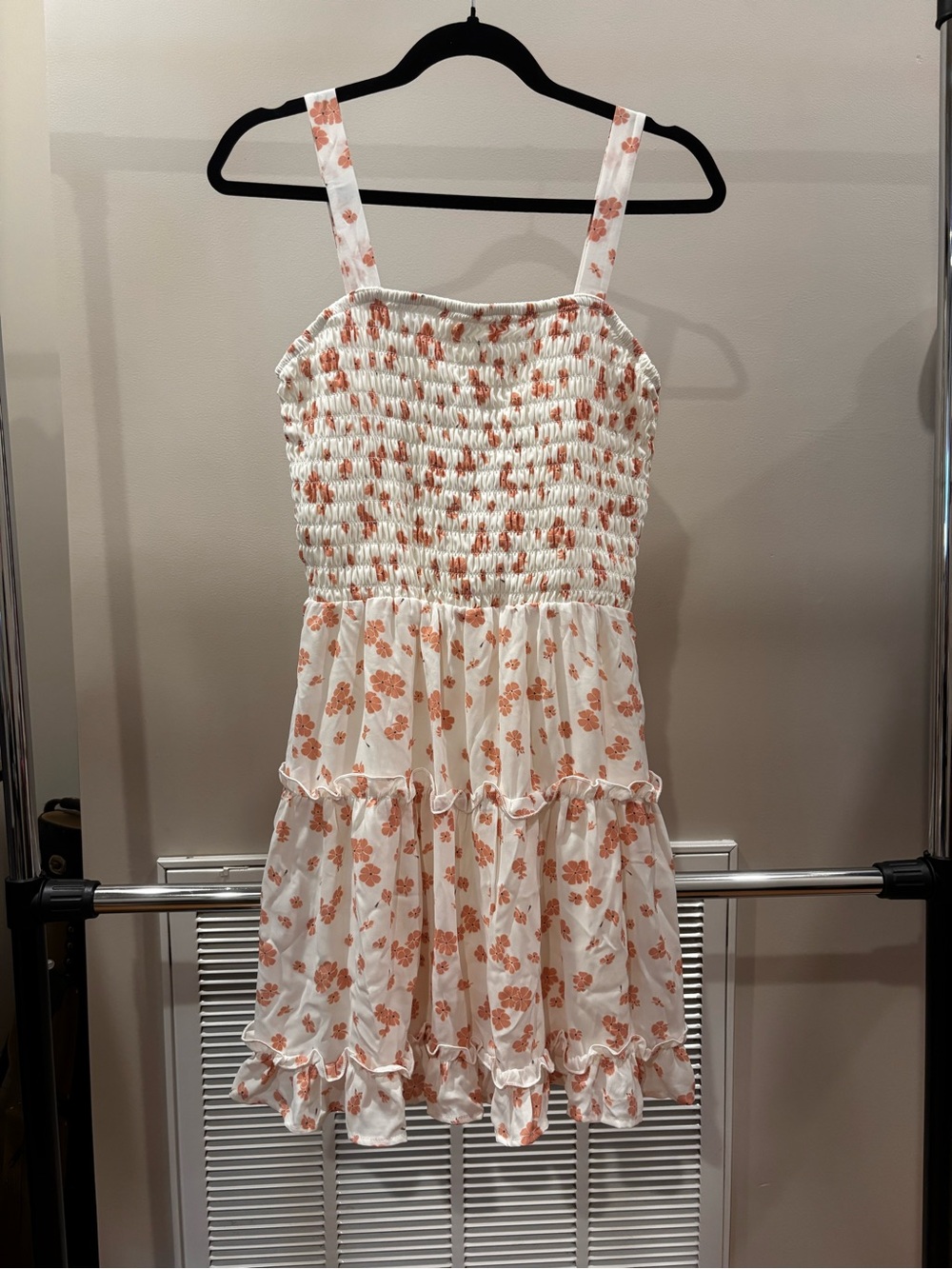 Sienna Sky White Sundress with Peach Floral Print